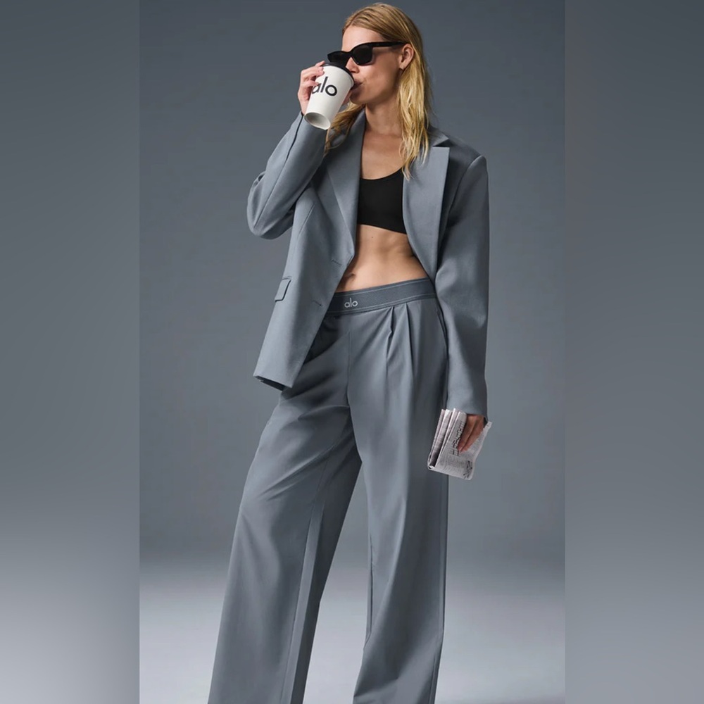 ALO Yoga Gray Wide-Leg Trousers